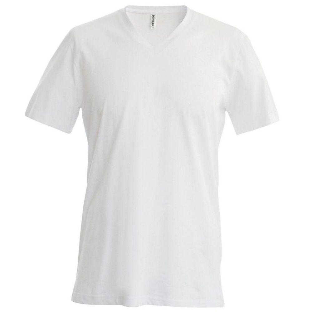 Kariban Mens Short Sleeve V Neck Slim Fit T-Shirt / White